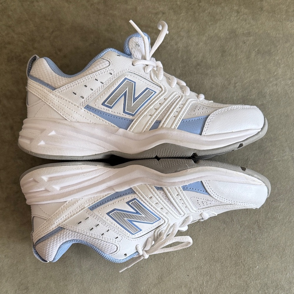 New Balance White with Light Blue Women's Training Sneakers - Picture 6 of 7